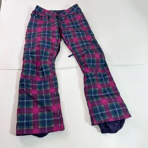 Burton Snow pants Womens Small Dry Ride Purple Plaid Pull On Ski Snowboard